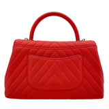シャネル CHANEL ココハンドル29 Vステッチ A92991 28番台 レッド シルバー金具 キャビアスキン レディース ショルダーバッグ