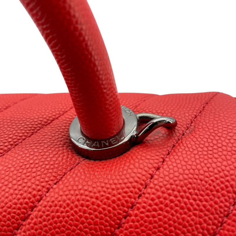 シャネル CHANEL ココハンドル29 Vステッチ A92991 28番台 レッド シルバー金具 キャビアスキン レディース ショルダーバッグ