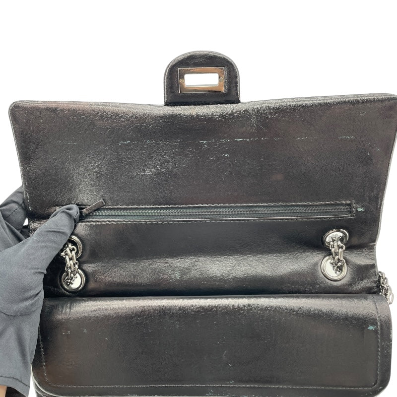 シャネル CHANEL 2.55ラージフラップバッグ A37587 13番台 ブラック シルバー金具 ラムスキン レディース ショルダーバッグ