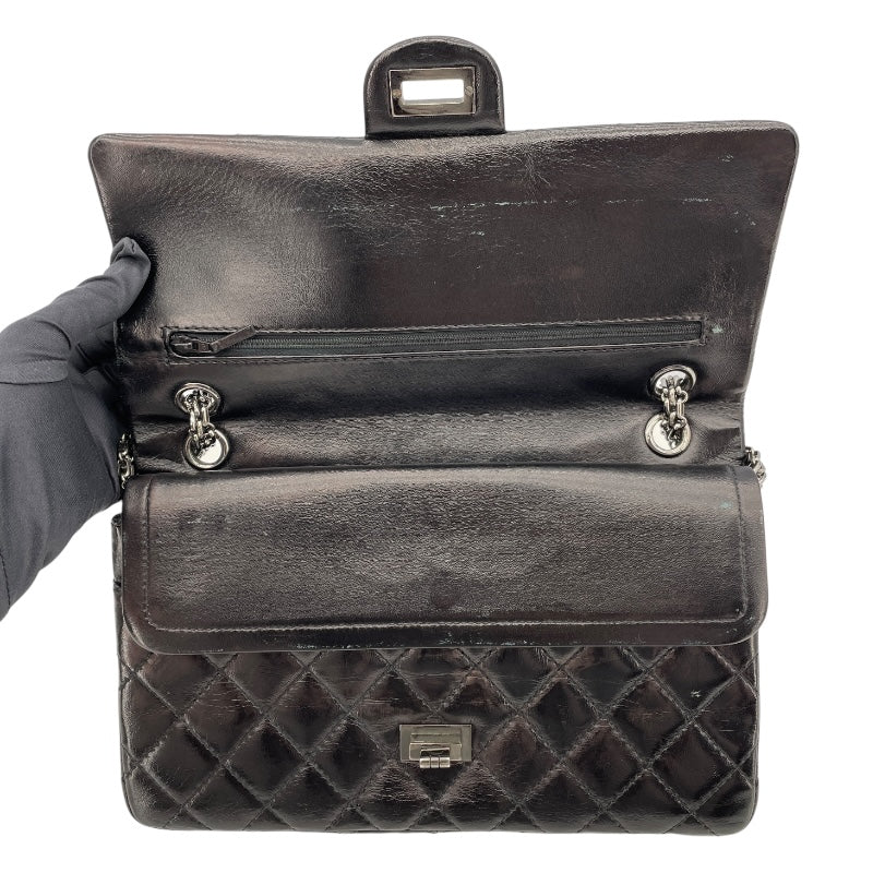 シャネル CHANEL 2.55ラージフラップバッグ A37587 13番台 ブラック シルバー金具 ラムスキン レディース ショルダーバッグ