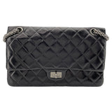 シャネル CHANEL 2.55ラージフラップバッグ A37587 13番台 ブラック シルバー金具 ラムスキン レディース ショルダーバッグ