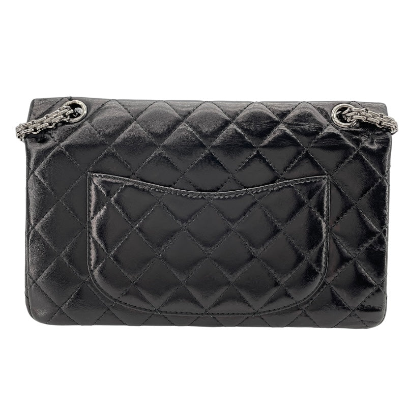 シャネル CHANEL 2.55ラージフラップバッグ A37587 13番台 ブラック シルバー金具 ラムスキン レディース ショルダーバッグ