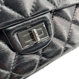 シャネル CHANEL 2.55ラージフラップバッグ A37587 13番台 ブラック シルバー金具 ラムスキン レディース ショルダーバッグ