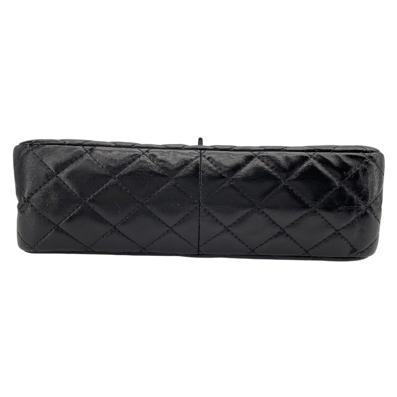 シャネル CHANEL 2.55ラージフラップバッグ A37587 13番台 ブラック シルバー金具 ラムスキン レディース ショルダーバッグ