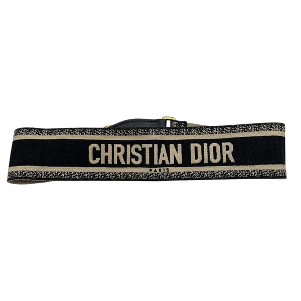 クリスチャン・ディオール Christian Dior ロゴショルダーストラップ ネイビー キャンバス/レザー レディース ショルダーストラップ