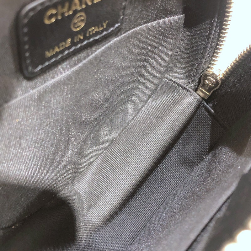シャネル CHANEL ミニラウンドチェーン ブラック/ゴールド金具 ラム･フェイクパール レディース ショルダーバッグ