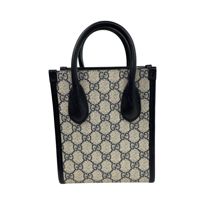 グッチ GUCCI インターロッキングG ミニトート 671623 ネイビー GGスプリーム レディース ショルダーバッグ