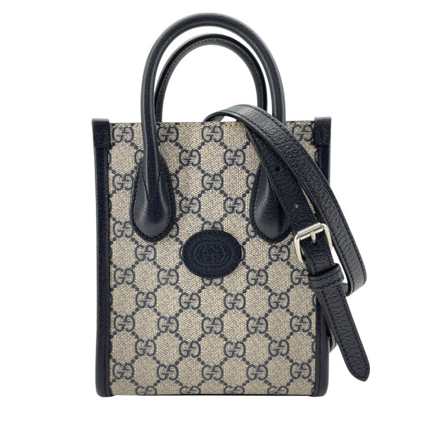 グッチ GUCCI インターロッキングG ミニトート 671623 ネイビー GGスプリーム レディース ショルダーバッグ