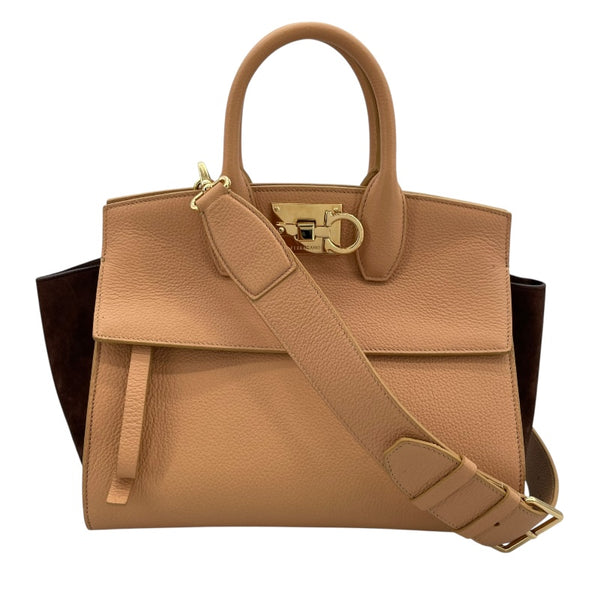 サルヴァトーレ・フェラガモ Salvatore Ferragamo スタジオ2WAYバッグ ベージュ×ブラウン レザー レディース ショルダーバッグ