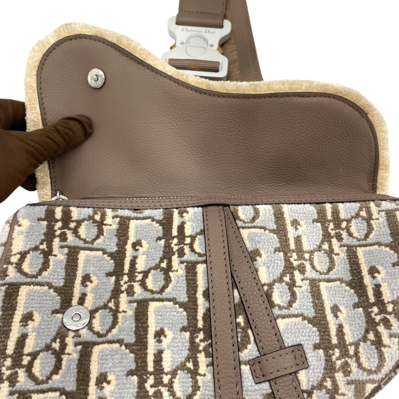 クリスチャン・ディオール Christian Dior オブリーク サドルバッグ 00-BO-0252 グレー×ベージュ オブリーク レディース ショルダーバッグ