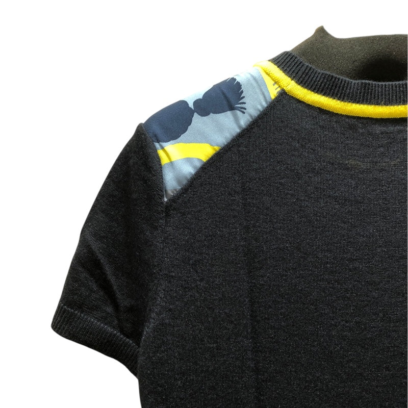 エルメス HERMES シルク切替半袖ニットシャツ カシミヤ レディース 半袖Ｔシャツ