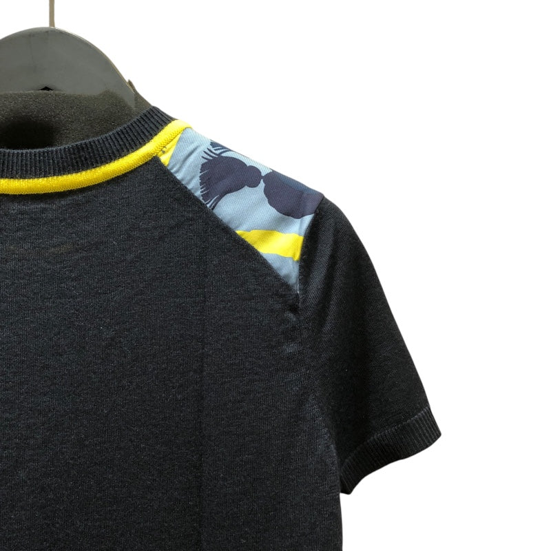 エルメス HERMES シルク切替半袖ニットシャツ カシミヤ レディース 半袖Ｔシャツ