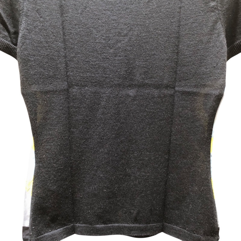 エルメス HERMES シルク切替半袖ニットシャツ カシミヤ レディース 半袖Ｔシャツ