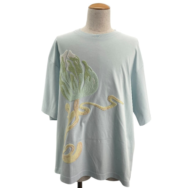ランバン LANVIN デザイン刺繡Tシャツ ブルー コットン メンズ 半袖Ｔシャツ