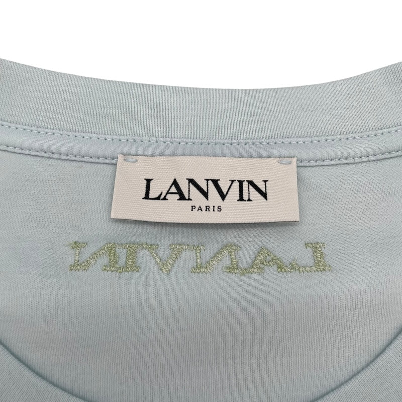 ランバン LANVIN デザイン刺繡Tシャツ ブルー コットン メンズ 半袖Ｔシャツ
