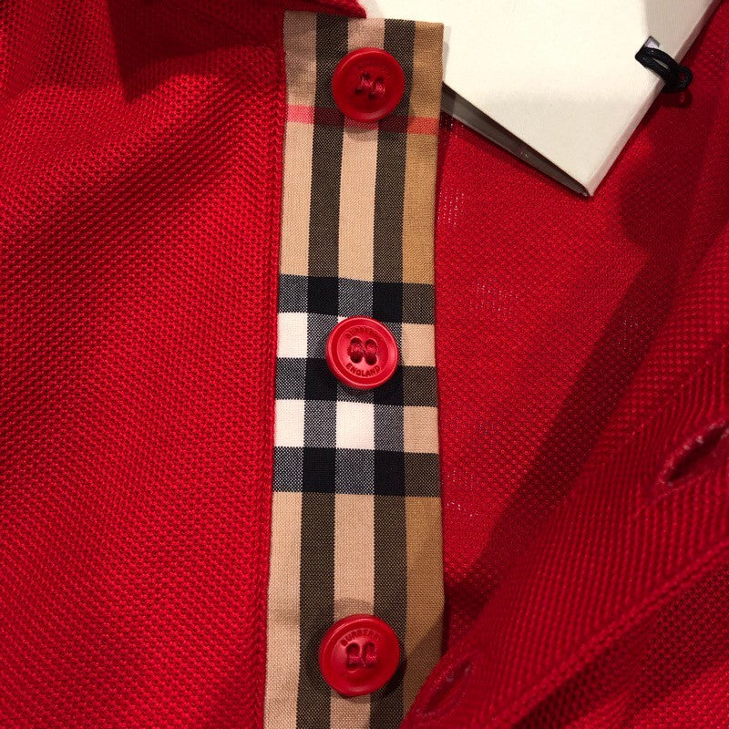 バーバリーロンドン BURBERRY LONDON ロゴ刺繍ポロシャツ 8078089 レッド コットン メンズ ポロシャツ