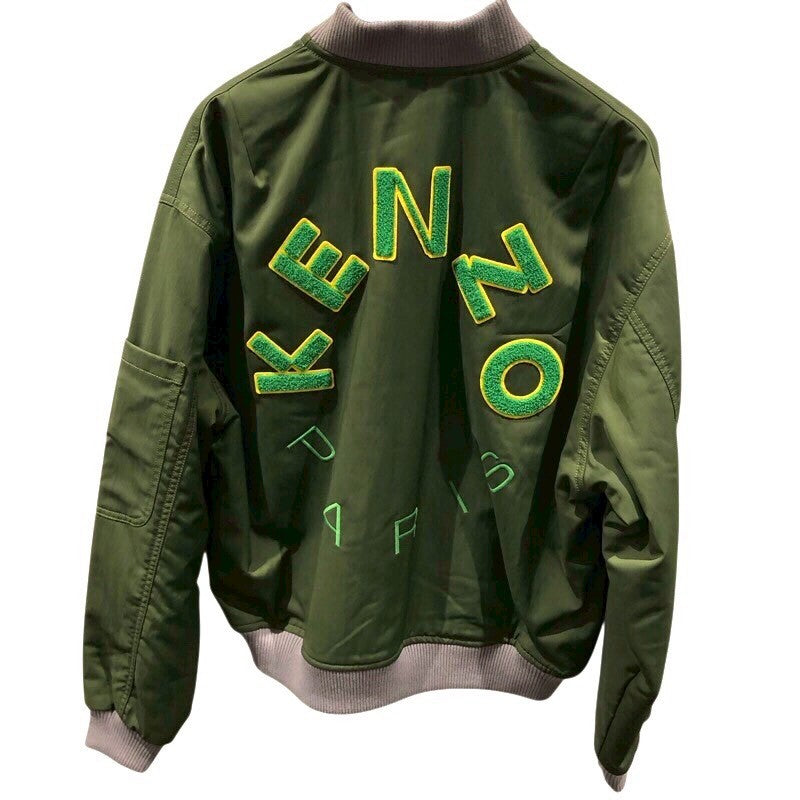 ケンゾー KENZO ロゴワッペンボンバージャケット FC65BL1279OC カーキ ポリエステル メンズ スタジャン