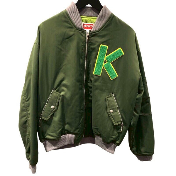 ケンゾー KENZO ロゴワッペンボンバージャケット FC65BL1279OC カーキ ポリエステル メンズ スタジャン