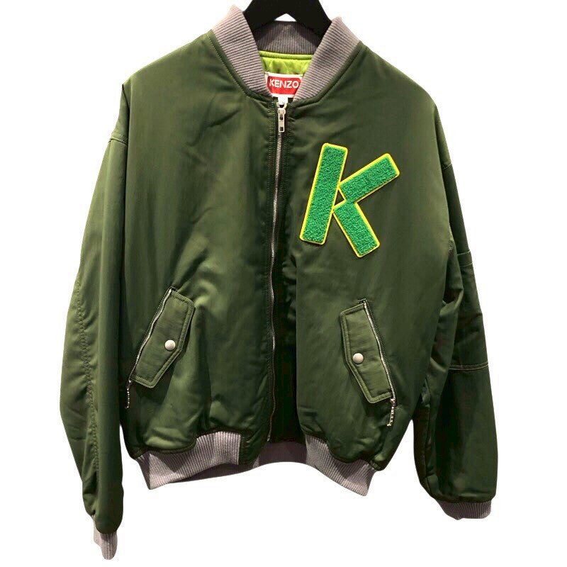 ケンゾー KENZO ロゴワッペンボンバージャケット FC65BL1279OC カーキ ポリエステル メンズ スタジャン