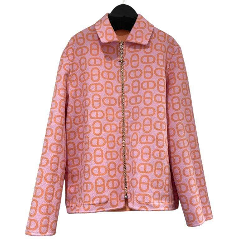 エルメス HERMES カシミヤジップショートコート 3E0134D1 ピンク カシミヤ レディース ステンカラーコート