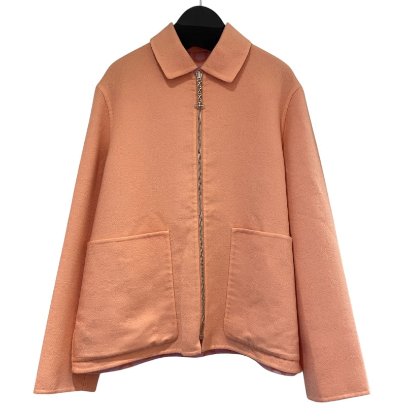 エルメス HERMES カシミヤジップショートコート 3E0134D1 ピンク カシミヤ レディース ステンカラーコート