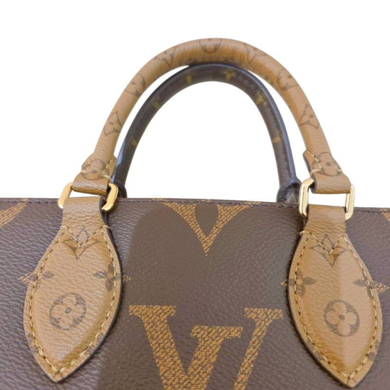 ルイ・ヴィトン LOUIS VUITTON オンザゴーEW M46653 ブラウン ゴールド金具 モノグラム・ジャイアント・リバース レディース トートバッグ