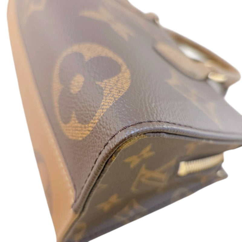 ルイ・ヴィトン LOUIS VUITTON オンザゴーEW M46653 ブラウン ゴールド金具 モノグラム・ジャイアント・リバース レディース トートバッグ