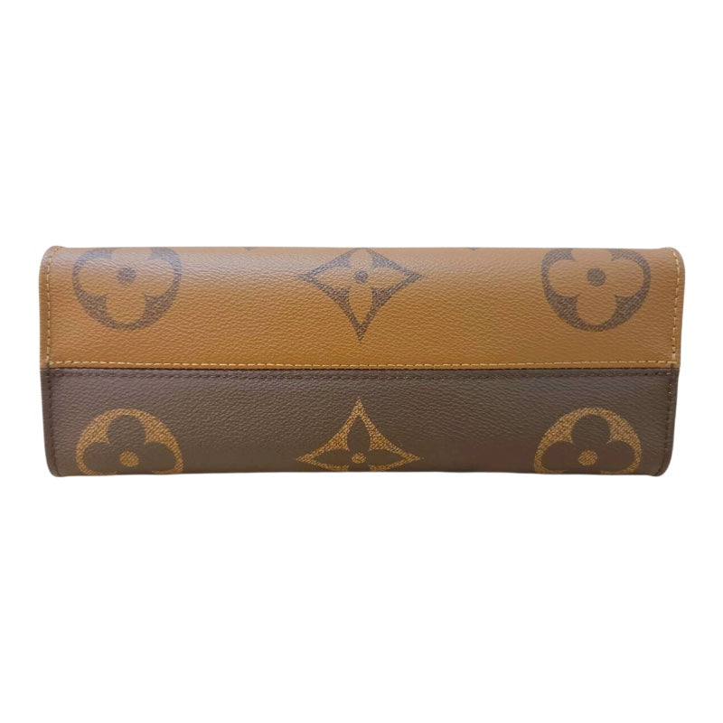 ルイ・ヴィトン LOUIS VUITTON オンザゴーEW M46653 ブラウン ゴールド金具 モノグラム・ジャイアント・リバース レディース トートバッグ