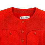 シャネル CHANEL ココマークノーカラージャケット P04542 オレンジ ツイード レディース テーラードジャケット