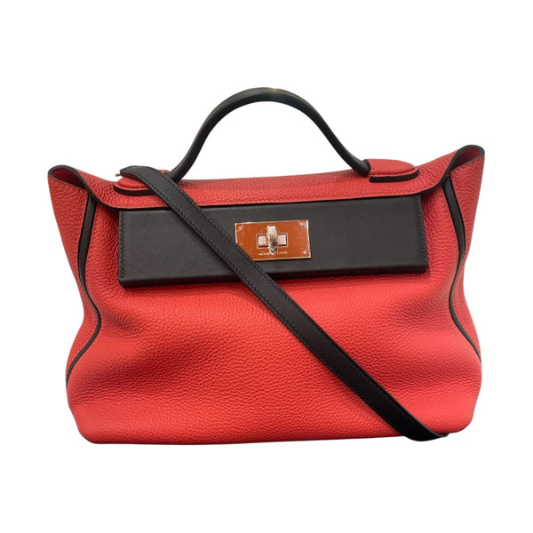 エルメス HERMES サックヴァンキャトル29 Y刻 ルージュビヴォワンヌ・ノワール/シルバー金具 トゴ・スイフト レディース ハンドバッグ