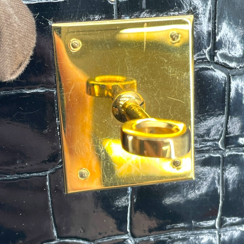 エルメス HERMES ケリー32 外縫い 〇P刻 ブラック GD金具 ポロサス レディース ショルダーバッグ