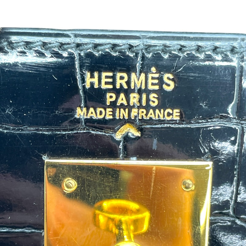 エルメス HERMES ケリー32 外縫い 〇P刻 ブラック GD金具 ポロサス レディース ショルダーバッグ