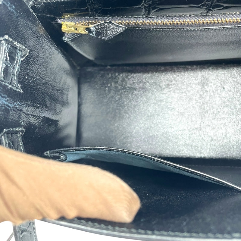 エルメス HERMES ケリー32 外縫い 〇P刻 ブラック GD金具 ポロサス レディース ショルダーバッグ