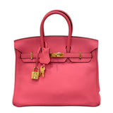 エルメス HERMES バーキン25 A刻 ローズアザレ ゴールド金具 スイフト レディース ハンドバッグ
