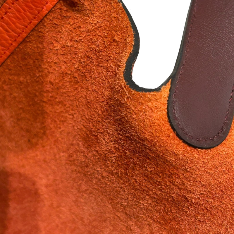 エルメス HERMES ピコタンロックMM エクラ A刻 オレンジポピー/ボルドー シルバー金具 トリヨン/スイフト レディース ハンドバッグ