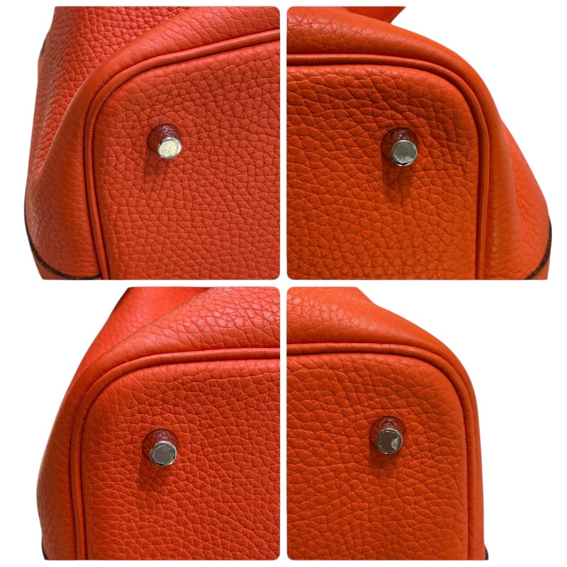エルメス HERMES ピコタンロックMM エクラ A刻 オレンジポピー/ボルドー シルバー金具 トリヨン/スイフト レディース ハンドバッグ
