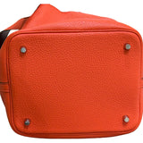 エルメス HERMES ピコタンロックMM エクラ A刻 オレンジポピー/ボルドー シルバー金具 トリヨン/スイフト レディース ハンドバッグ