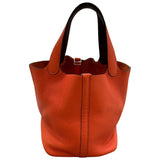 エルメス HERMES ピコタンロックMM エクラ A刻 オレンジポピー/ボルドー シルバー金具 トリヨン/スイフト レディース ハンドバッグ