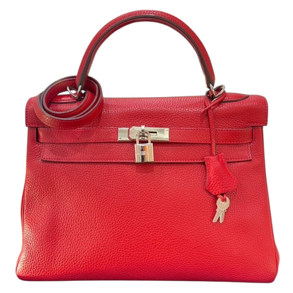 エルメス HERMES ケリー32 内縫い T刻印 ルージュカザック・シルバー金具 トリヨン レディース ハンドバッグ
