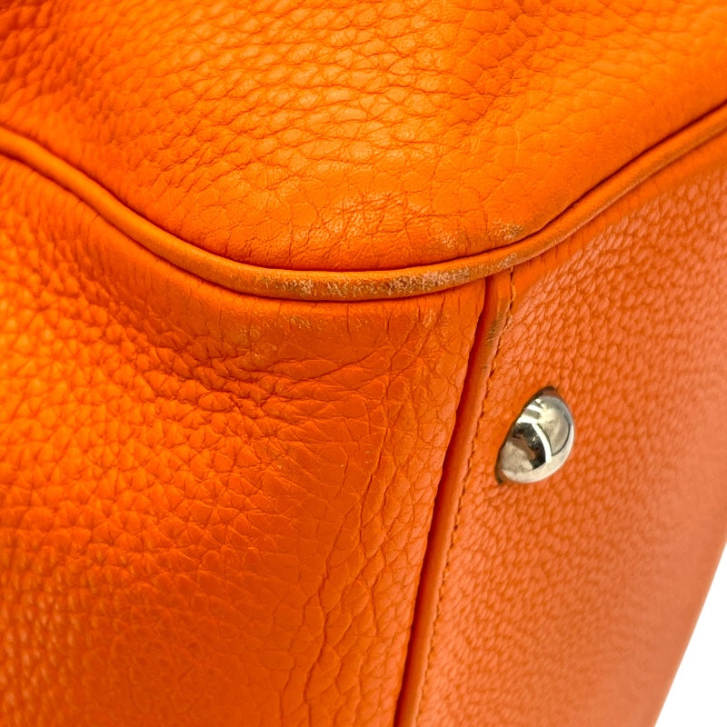 エルメス HERMES パリボンベイ40 □L刻 オレンジ SV金具 トリヨン レディース トートバッグ
