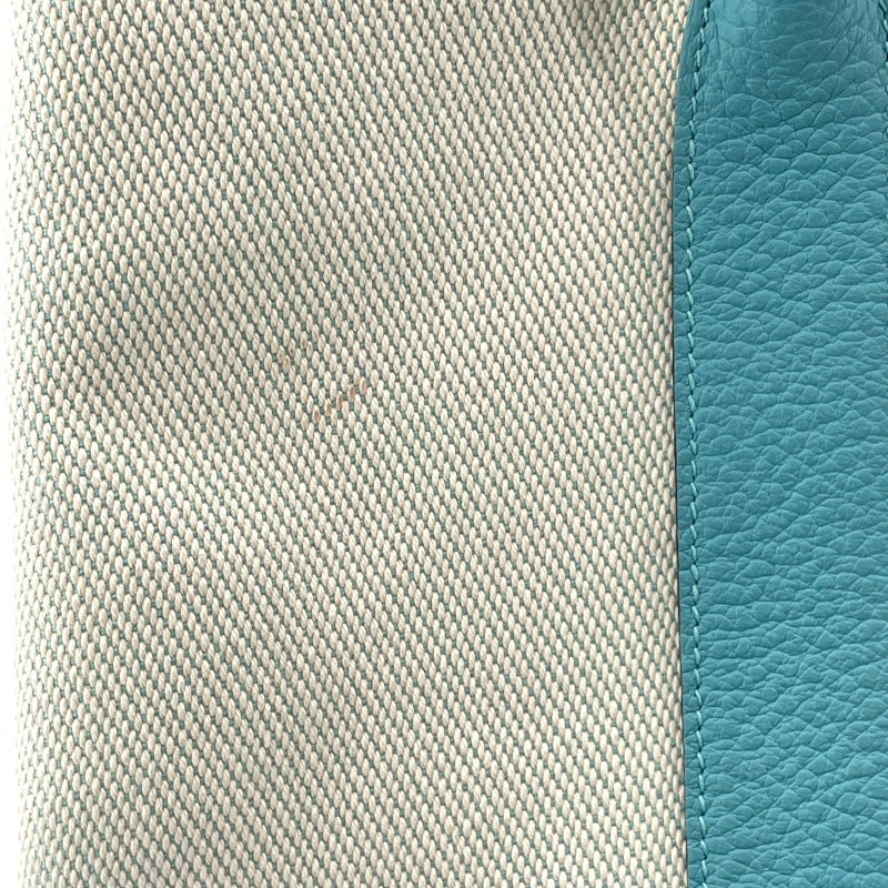 エルメス HERMES ガーデンパーティPM X刻 アイボリー/ブルー SV金具 トワル レディース トートバッグ