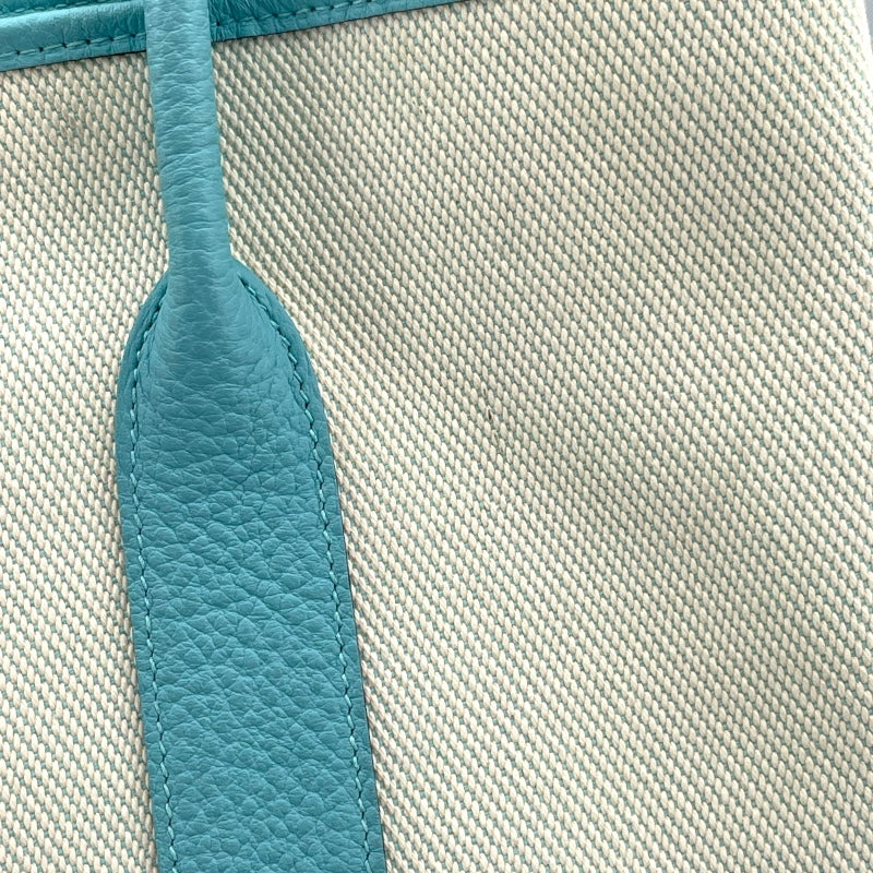 エルメス HERMES ガーデンパーティPM X刻 アイボリー/ブルー SV金具 トワル レディース トートバッグ