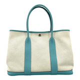 エルメス HERMES ガーデンパーティPM X刻 アイボリー/ブルー SV金具 トワル レディース トートバッグ