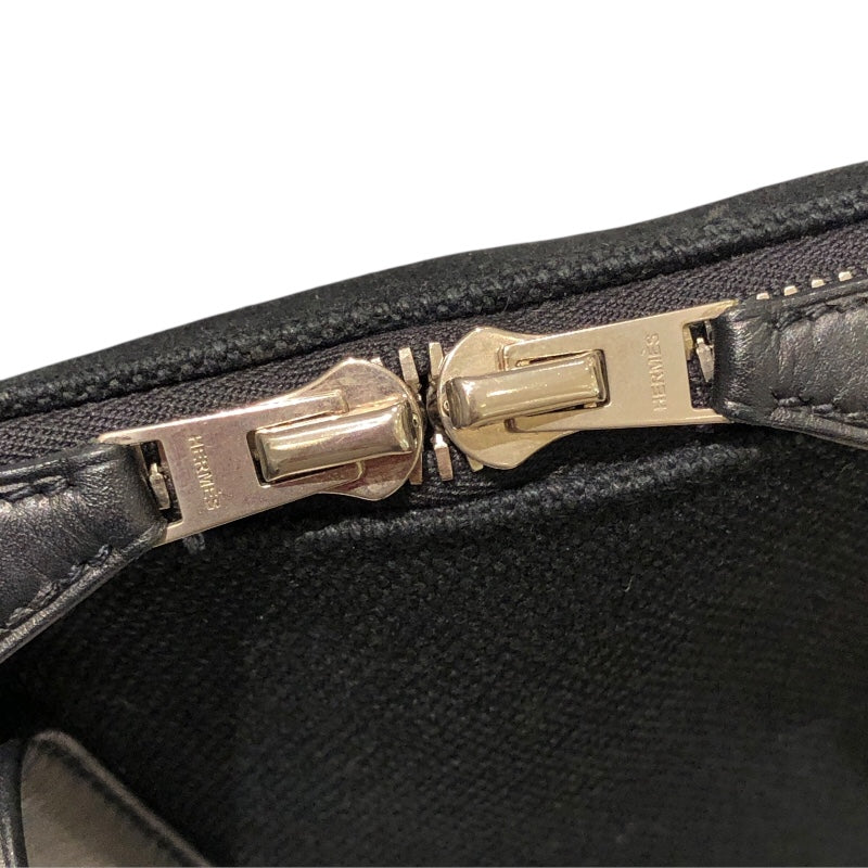 エルメス HERMES サックイブーMM □J刻 ブラック トワル・レザー ユニセックス ハンドバッグ