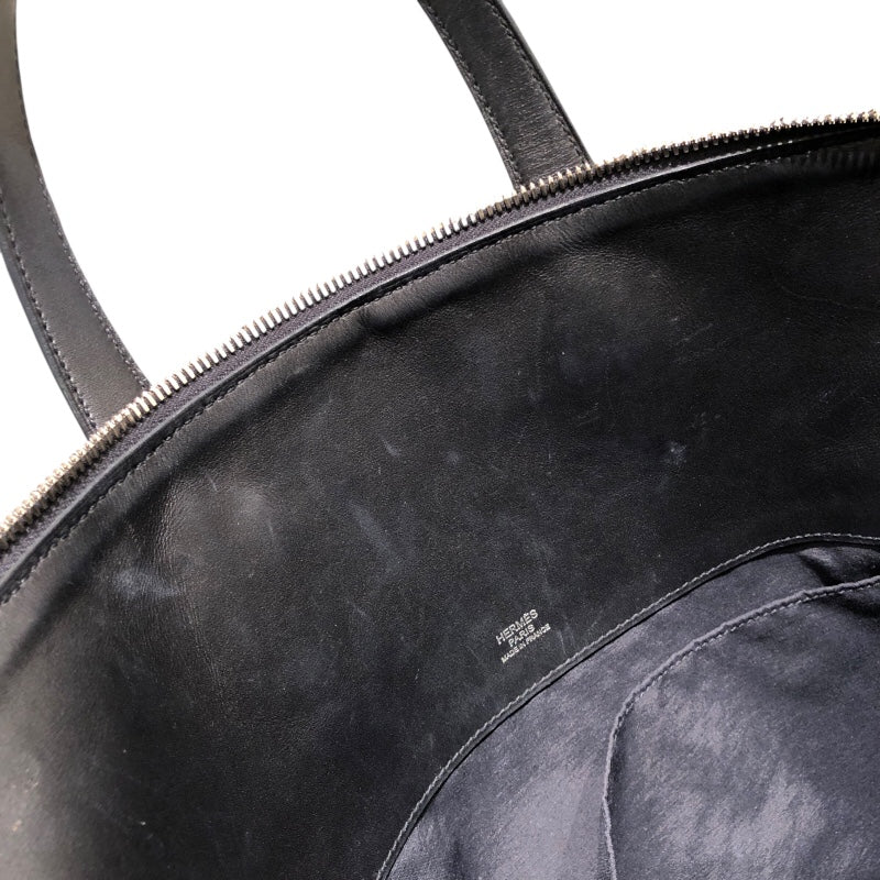 エルメス HERMES サックイブーMM □J刻 ブラック トワル・レザー ユニセックス ハンドバッグ