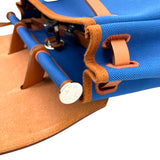 エルメス HERMES エールジップアドPM U刻 ブルー/ブラウン SV金具 トワル/レザー レディース リュック・デイパック