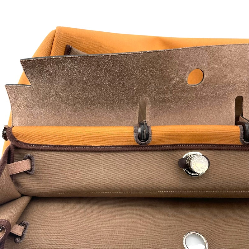 エルメス HERMES エールジップ50 U刻 ブラウン/ベージュ SV金具 トワル レディース ハンドバッグ