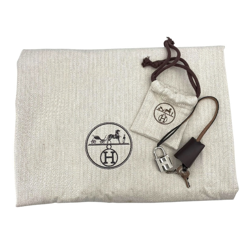 エルメス HERMES エールジップ50 U刻 ブラウン/ベージュ SV金具 トワル レディース ハンドバッグ