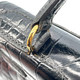 エルメス HERMES ケリー28 外縫い 〇K刻 ブラック GD金具 カイマンクロコ レディース ショルダーバッグ