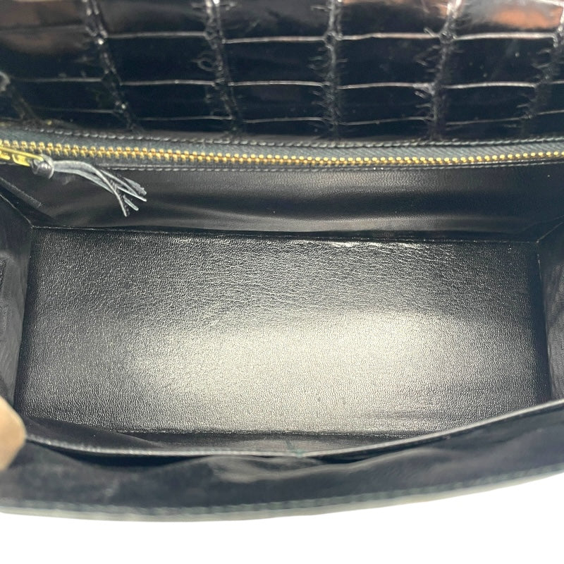 エルメス HERMES ケリー28 外縫い 〇K刻 ブラック GD金具 カイマンクロコ レディース ショルダーバッグ